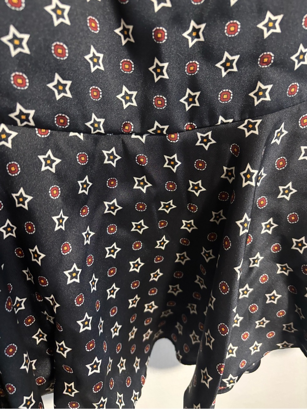 NWOT Sandro Black Star-Print Mini Satin Dress FR 36 - Picture 6 of 9